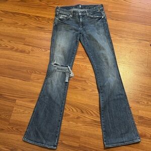 7 for All‎ Mankind Women's Blue Distressed Bootcut Flare Jeans Size 28